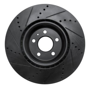 Audi A7 Brake Rotor (1) - Front Right - R1 Concepts - Drilled & Slotted - Black - `12-`20